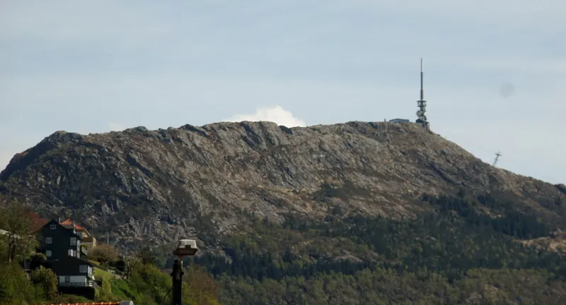 Mount Ulriken, Bergen's highest peak, rising above the city