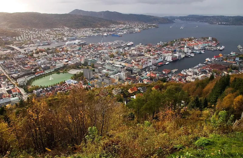 The view from Mount Fløyen over Bergen