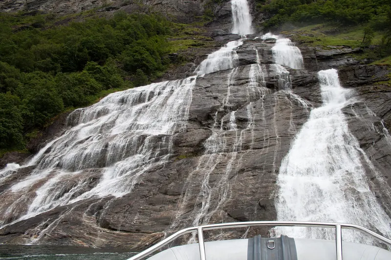 The Suitor waterfall on the cliffs opposite the Seven Sisters