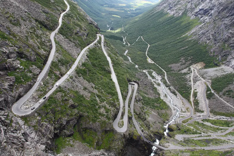 The hairpin turns of the Trollstigen mountain road