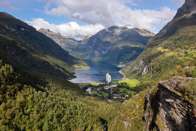 Geirangerfjord seen from the Flydalsjuvet viewpoint in Norway