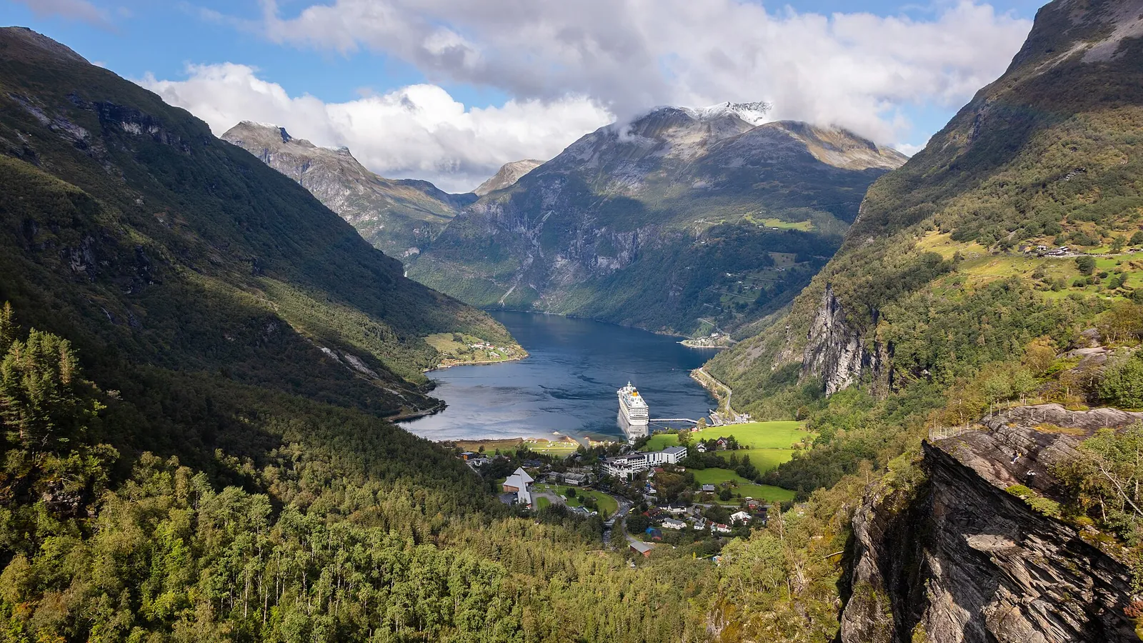Geirangerfjord seen from the Flydalsjuvet viewpoint in Norway