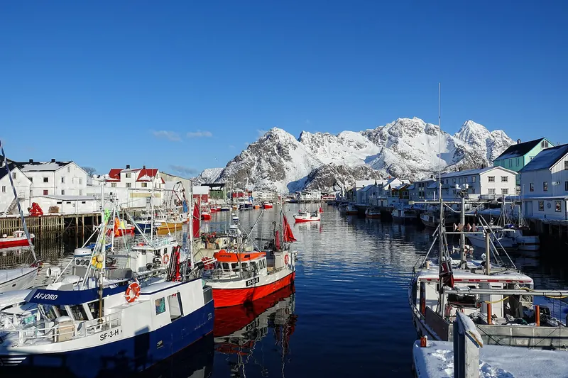 The fishing village of Henningsvær spread across small islands