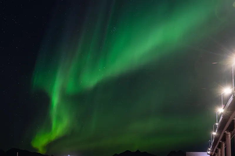 The aurora borealis over Svolvær in the Lofoten Islands