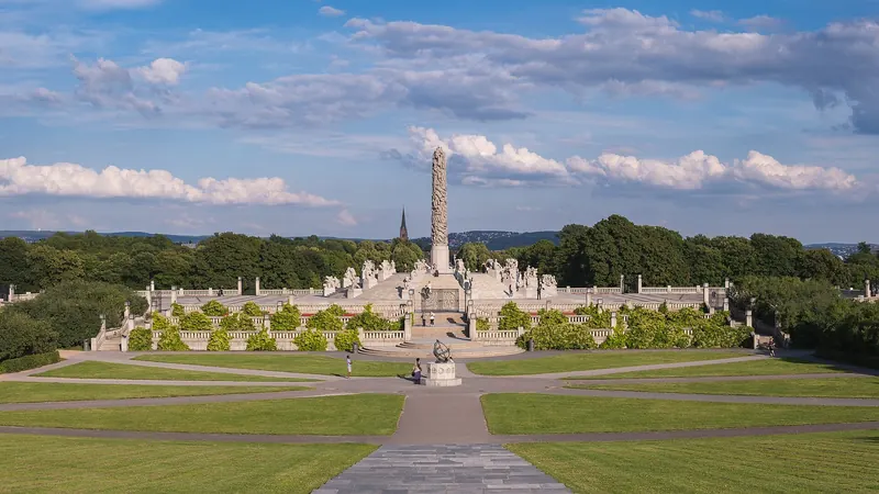 The Monolith and surrounding sculptures at Vigeland Park in Oslo