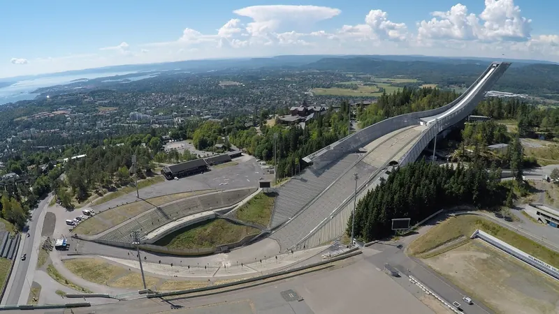 The Holmenkollen ski jump tower above Oslo