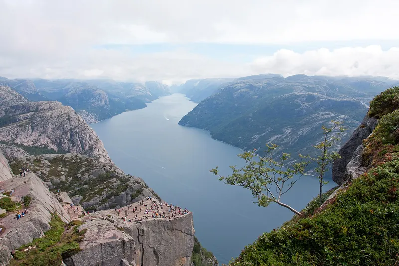 Lysefjord seen from beneath Preikestolen's cliffs