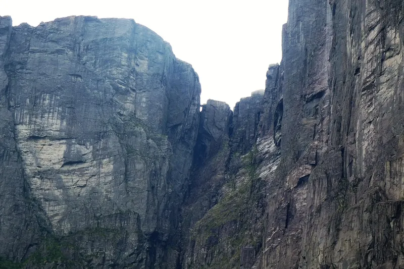Kjeragbolten, a boulder wedged in a crevasse above Lysefjord