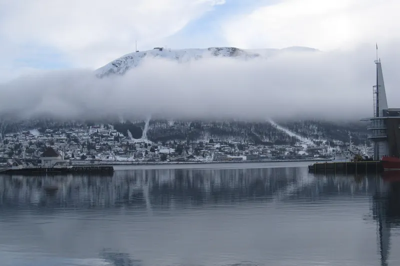 The view from Storsteinen mountain above Tromsø