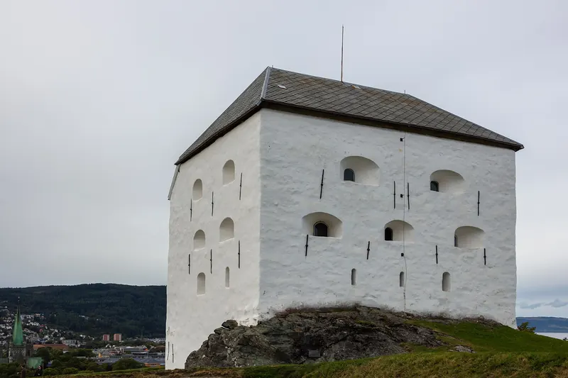 The historic walls of Kristiansten Fortress overlooking Trondheim