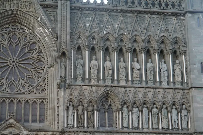 The facade and towers of Nidaros Cathedral