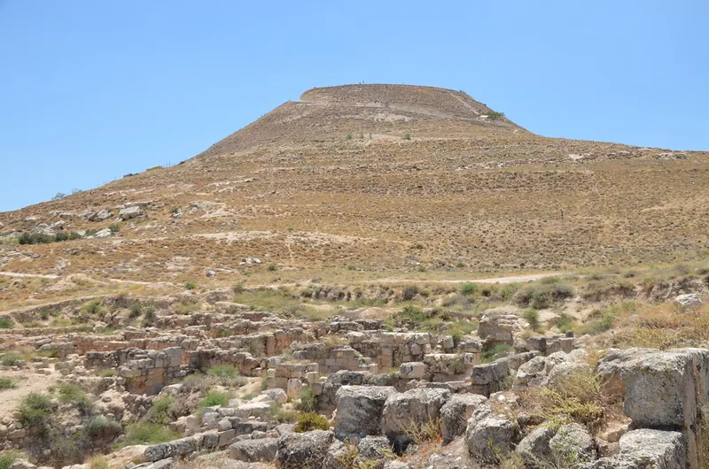 The conical hill of Herodium with the ruins of Herod's palace-fortress on top