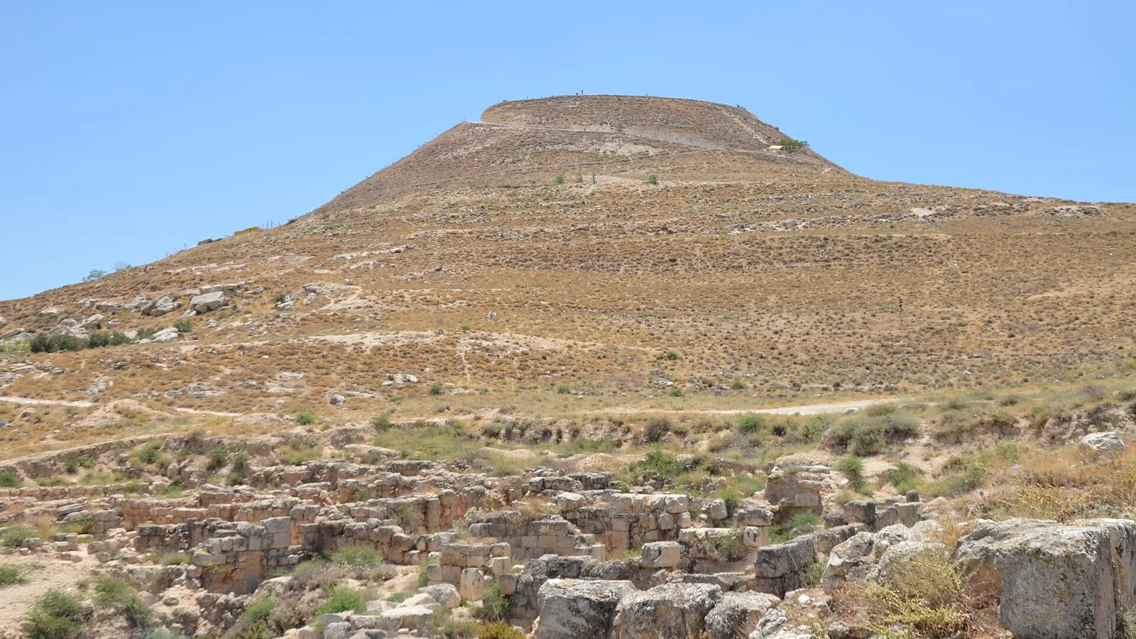The conical hill of Herodium with the ruins of Herod's palace-fortress on top