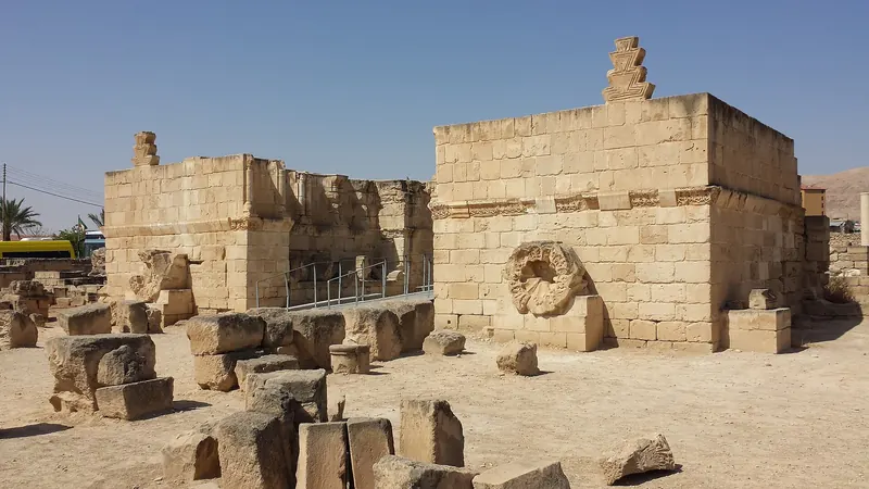 The ruins of Hisham's Palace, an Umayyad desert palace near Jericho