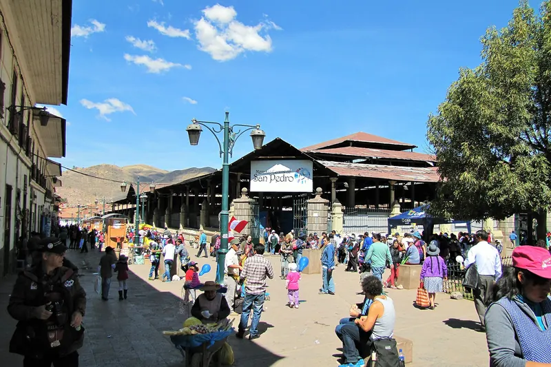 Stalls inside San Pedro Market in Cusco