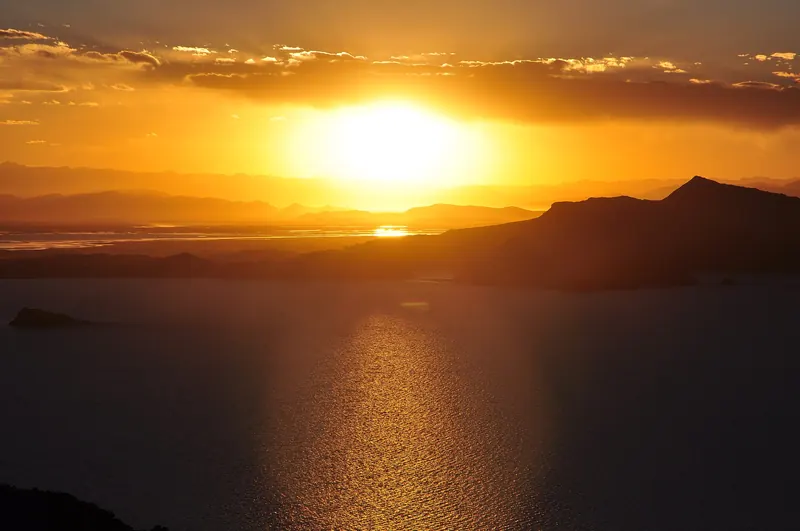 Sunset over Lake Titicaca from Amantaní Island