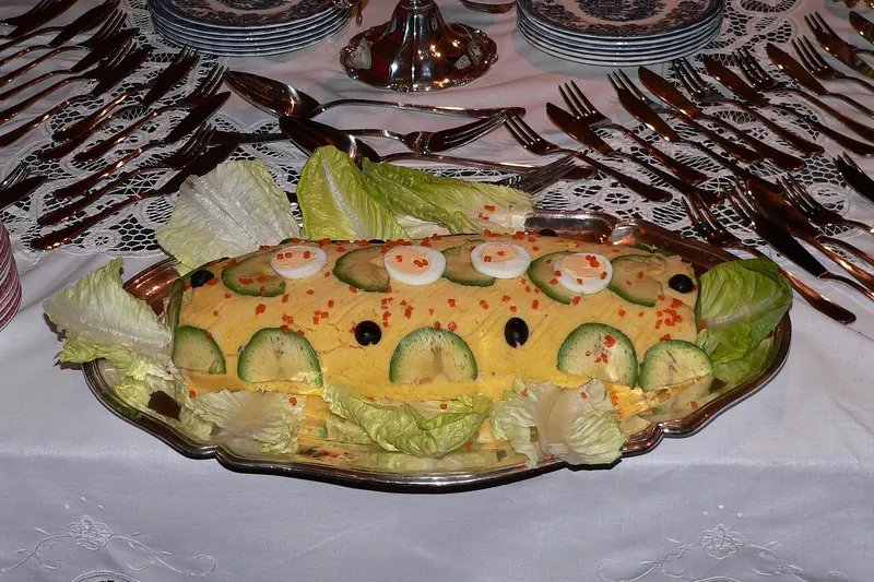 Causa limeña, a layered Peruvian potato dish