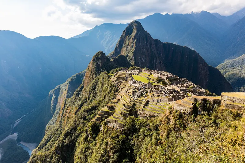 The trail up Huayna Picchu above Machu Picchu