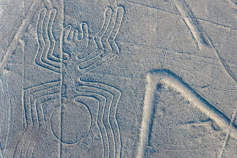 An aerial view of the Nazca geoglyphs