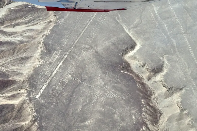 The Hummingbird geoglyph, one of the most famous Nazca Lines figures