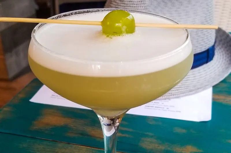 A pisco sour, Peru's national cocktail