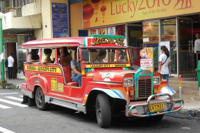 A colourful jeepney on a street in Legazpi City