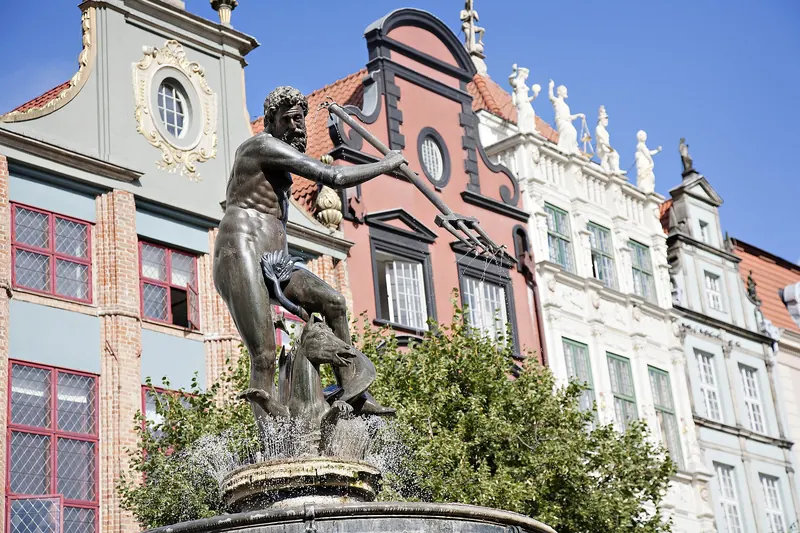 Neptune's Fountain in the Long Market of Gdańsk