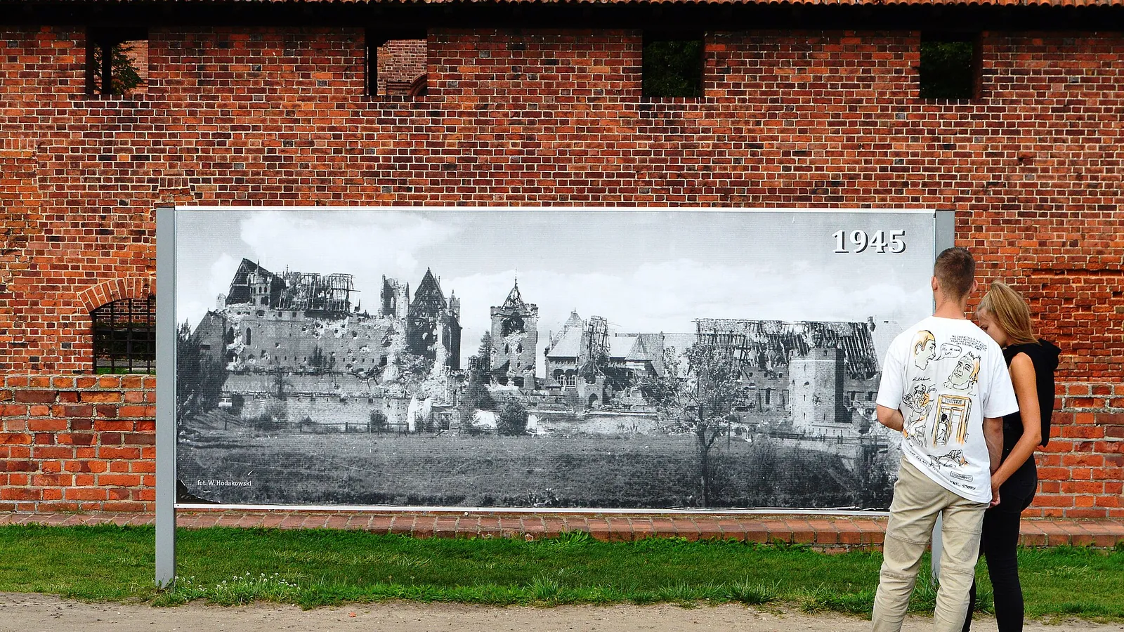 The red-brick Malbork Castle with its towers and walls