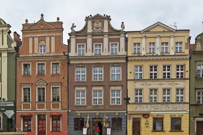 The Old Market Square in Poznań with its coloured houses