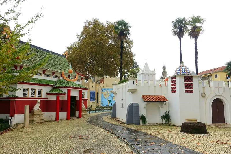 Miniature-scale replica buildings at the Portugal dos Pequenitos park in Coimbra