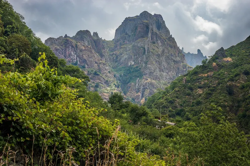 The jagged volcanic peaks of Curral das Freiras in the mountains of Madeira