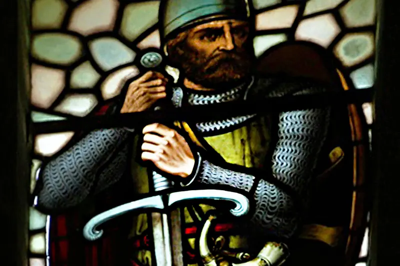 Stained glass depicting William Wallace inside the Wallace Monument