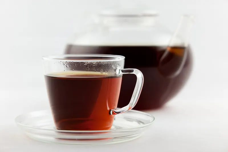 A cup of freshly brewed red rooibos tea