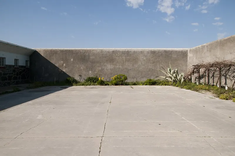 The courtyard of the maximum security prison on Robben Island