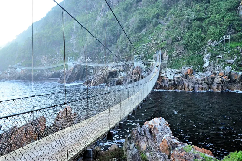The suspension bridge over the Storms River mouth in Tsitsikamma National Park