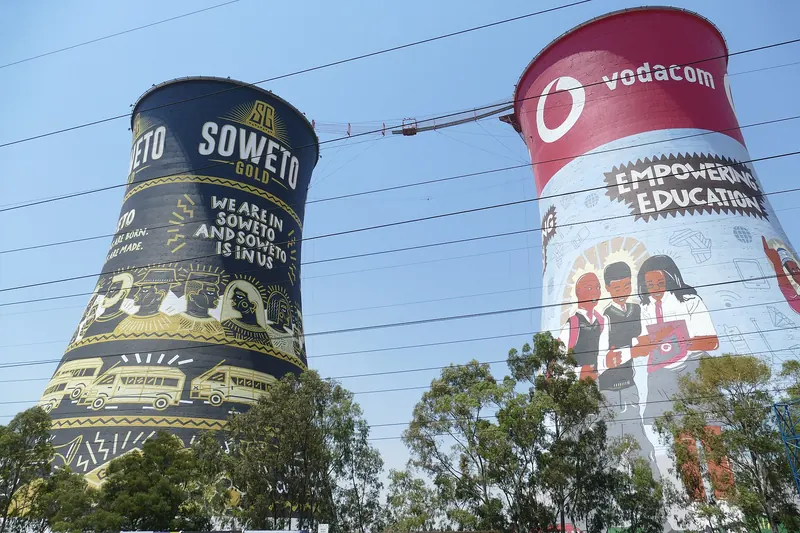 The painted cooling towers of the Orlando Power Station in Soweto