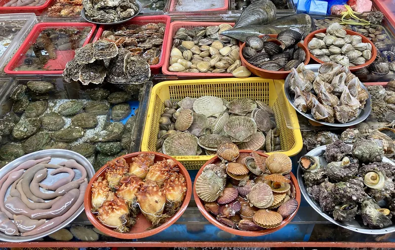 Fresh fish and shellfish on sale at Jagalchi Fish Market