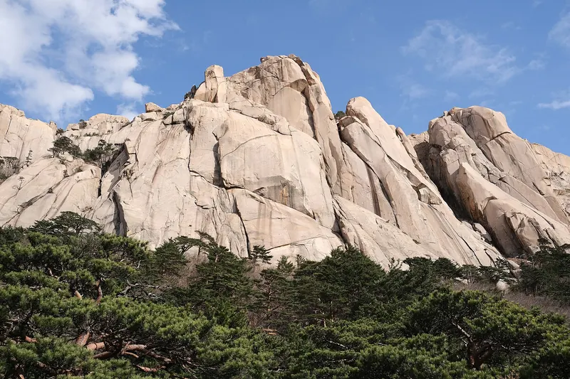A wide panorama of the granite peaks of Seoraksan National Park