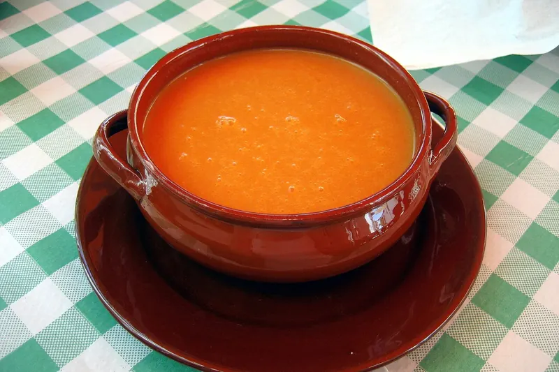 Gazpacho, the thin cold tomato soup of Andalusia