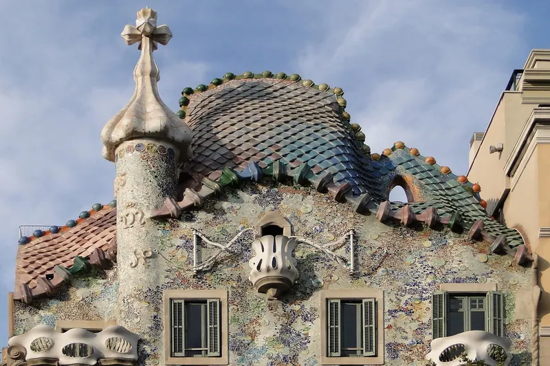 The coloured glass and bone-like balconies of Gaudí's Casa Batlló
