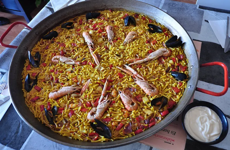 Fideuà, made with short toasted noodles instead of rice
