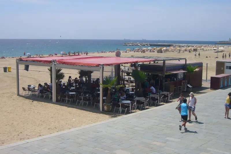 The beach at Bogatell, northeast of Barceloneta
