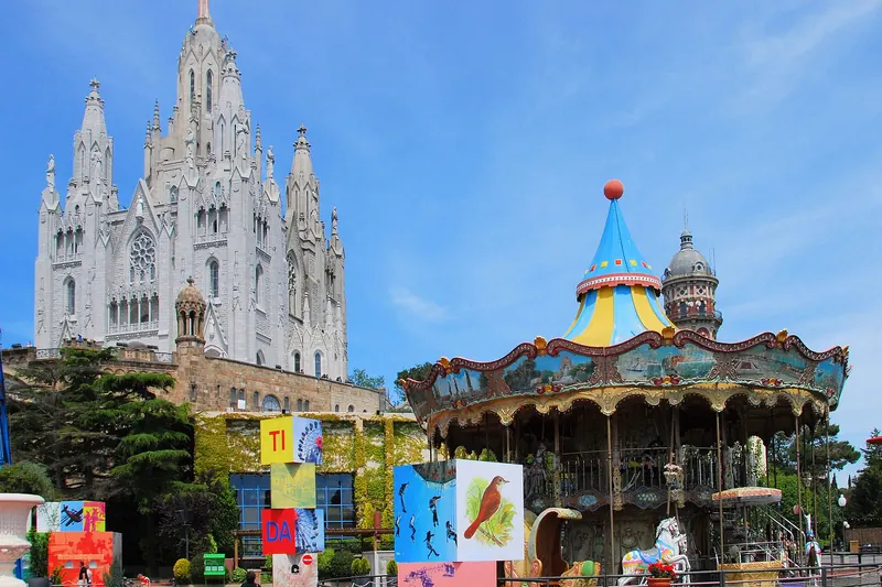 The church and funfair on the summit of Tibidabo above Barcelona