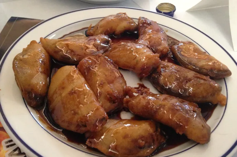 Crisp fried aubergine drizzled with cane honey