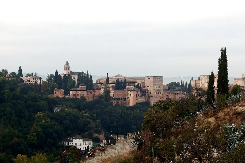 The Alhambra seen across the valley from Sacromonte