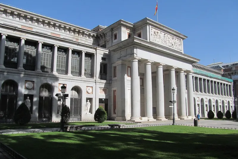 The neoclassical Villanueva facade of the Museo del Prado