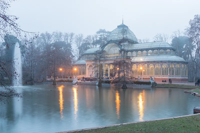 The glass and iron Palacio de Cristal in the Retiro