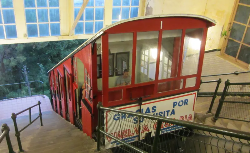 The wooden funicular climbing Monte Igueldo