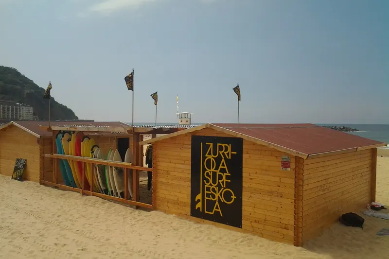 Surfers on Zurriola beach in San Sebastián
