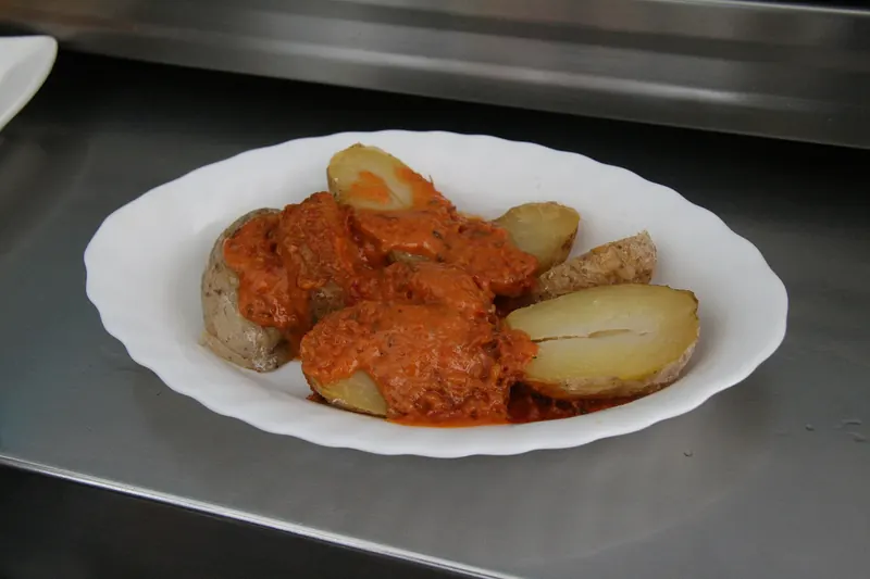 Papas arrugadas with red mojo sauce